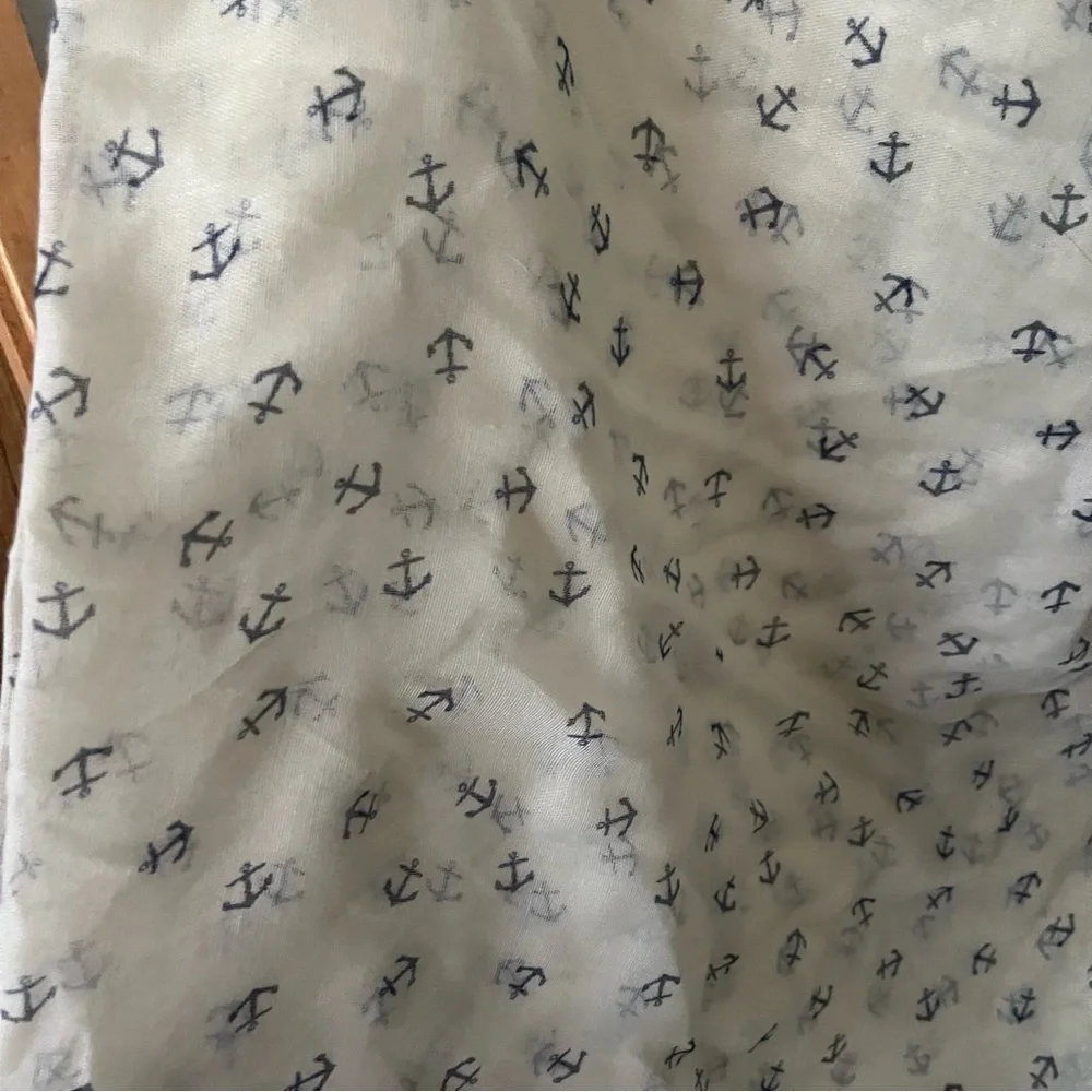 SET of 3 SCARVES H&M Comme Ca Anchor Print Black White Print Fringe